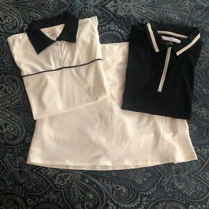 All 3 Golf Adidas White Climalite Skort, 1 White & 1 Black Maggie Lane polos